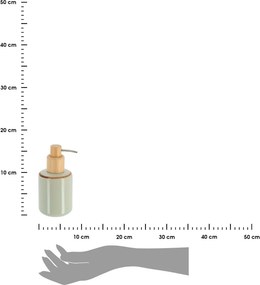 Dávkovač mydla Elva, zelená/s drevenými prvkami, 300 ml