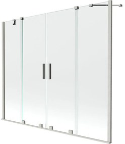 Mexen Velar Duo, 2-krídlová posuvná vaňová zástena 180 x 150 cm, 8mm číre sklo, brúsená oceľ, 896-180-000-02-97