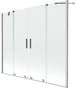 Mexen Velar Duo, 2-krídlová posuvná vaňová zástena 180 x 150 cm, 8mm číre sklo, brúsená oceľ, 896-180-000-02-97
