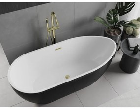 Mexen Eos, voľne stojaca vaňa 170 x 75 cm, biela-čierna, zlatý matný prepad, 52471707575-55
