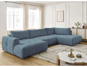 Modrá rozkladacia/s úložným priestorom rohová pohovka (pravý roh/do tvaru "U") Fuji – Bobochic Paris