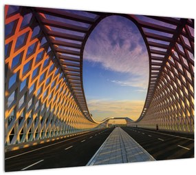 Sklenený obraz modernej architektúry mosta (70x50 cm)