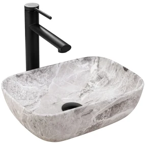 Rea Belinda, umývadlo na dosku 360x250x115 mm, imitácia kameňa matná, REA-U3321