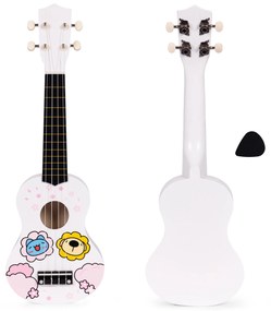 Detská drevená gitara so 4 nylonovými strunami a trsátkom, ECOTOYS