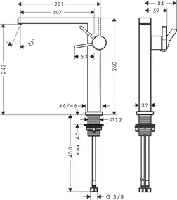 Hansgrohe Tecturis E, páková umývadlová batéria 240 Fine CoolStart EcoSmart+ s odtokovou garnitúrou Push-Open, biela matná, HAN-73070700