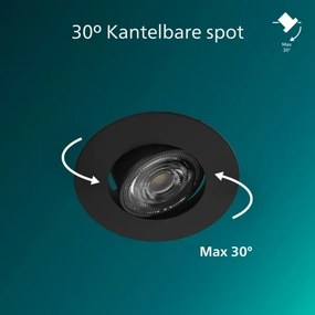 Philips – sada 3 ks stmievateľných podhľadových svietidiel CILANTRO LED, 5 W, 230 V, 2700 K, čierna