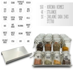 Orion Súprava 16ks koreničiek HERMES 100ml + 4ks organizér na koreničky VASKY - NEREZ + súprava 24ks štítkov