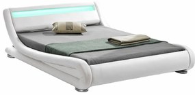 Moderná posteľ s RGB LED osvetlením, biela, 180x200, FILIDA