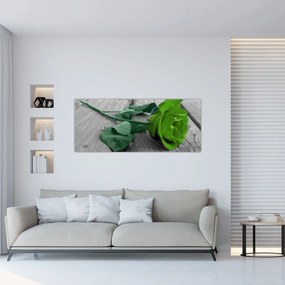 Obraz - Zelená ruža (120x50 cm)