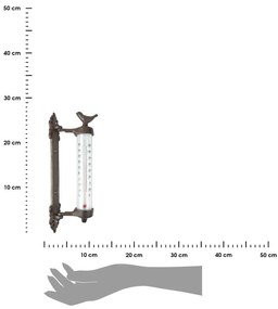 Nástenný teplomer Bird, 27x5,5 cm, liatina hnedá