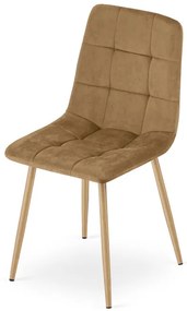 Set štyroch jedálenských stoličiek KARA zamatové, hnedé / hnedé nohy (4 ks)