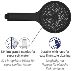 Čierny sprchový set z nerezovej ocele 120 cm Soft Water - Wenko
