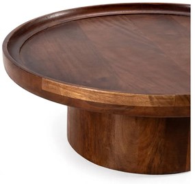 Tmavohnedý okrúhly konferenčný stolík z mangového dreva 80x80 cm Giselle – MOME