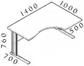Ergonomický stôl Visio 140 x 100 cm, pravý, biela