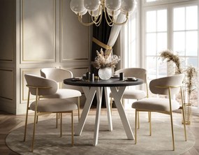 OKRÚHLY ROZKLADACÍ JEDÁLENSKÝ STÔL EWALD ČIERNY MATNÝ + BIELY 100/140 cm