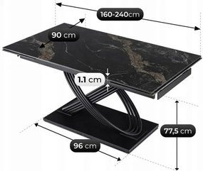 Rozkladací stôl RONNY 160–240 cm Čierny