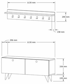 Nástenný vešiak s botníkom Rupa Walnut
