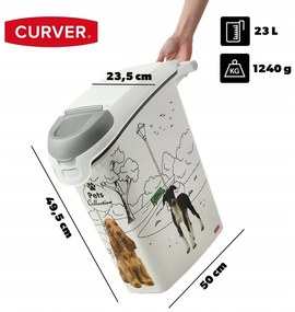 CURVER 2. akosť - Kontajner a úložný box na granule pre psov, 23l/10kg DOG