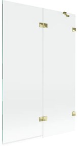 Mexen Lunar, 2-krídlová vaňová zástena pravá 120 x 150 cm, číre sklo, zlatá lesklá, 897-120-100-50-00-P