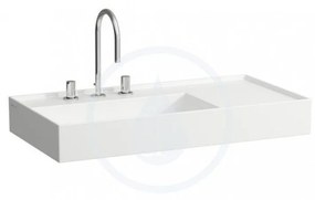 LAUFEN Kartell Umývadlo, 900 mm x 460 mm, biela – s 3 otvormi na batériu, bez prepadu, s LCC H8103384001581