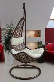 Závěsné houpací křeslo Wisa hnědé/krémové