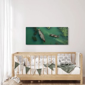 Obraz - Rybári na rieke (120x50 cm)