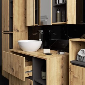 Skrinka pod umývadlo VAMI W90 2SZ dub artisan / garafitová / sivá