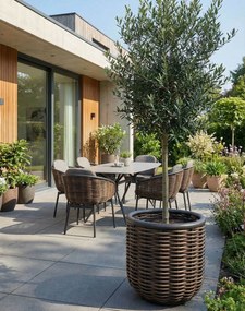 Veľký záhradný kvetináč z technorattanu Borneo, antracitový