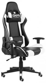 vidaXL Otočná herná stolička biela PVC-