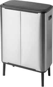 Dotykový oceľový odpadkový kôš na triedený odpad v matne striebornej farbe 60 l Bo Touch Bin Hi – Brabantia