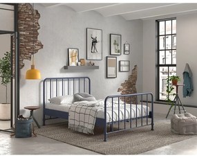 Modrá kovová dvojlôžková posteľ s roštom 140x200 cm BRONXX – Vipack