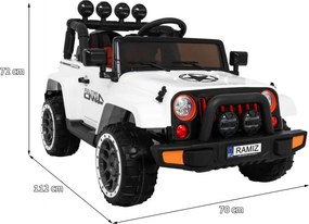 Ramiz Detské terénne auto Full Time 4WD biele na diaľkové ovládanie + pohon 4x4 + LED audio + úložný priestor