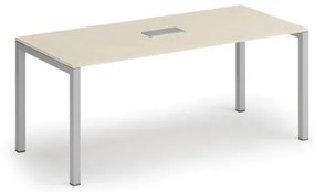 Stôl SQUARE 1800 x 800 x 750, breza + stolová zásuvka TYP IV, strieborná