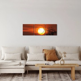 Obraz - Západ slnka (s hodinami) (90x30 cm)