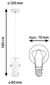 Paulmann 79767 - 1xE27/15W Závesné svietidlo na lankách LAVEA 230V biele