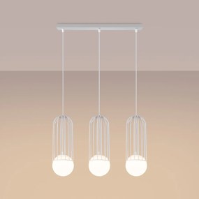Závesné svietidlo Brina, 3x sklenené/biele kovové tienidlo