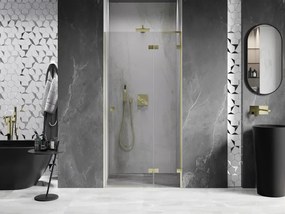 Mexen, Mexen Lunar L pravé otočné sprchové dvere 85 cm, transparentné, brúsené zlaté - 834L-085-000-55-00-P
