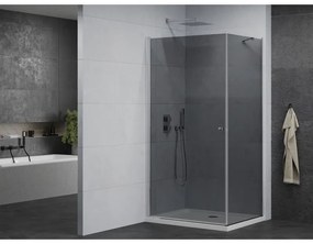 Mexen Pretoria, sprchovací kút 80 (dvere) x 120 (stena) cm, 6mm šedé sklo, chrómový profil + biela sprchová vanička, 852-080-120-01-40-4010