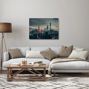 Sklenený obraz mesta za súmraku (70x50 cm)
