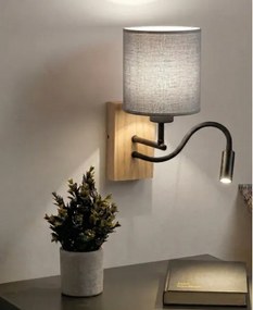 BRILAGI - LED nástenná lampa NUBILA WOOD 1xE27/25W/230V + LED/3W dub/čierna/svetlosivá