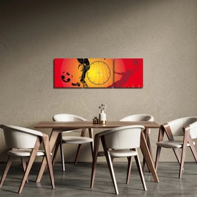 Obraz - Futbal (s hodinami) (90x30 cm)