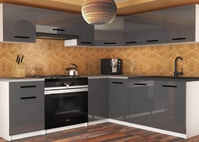 Kuchynská linka Belini 360 cm šedý lesk s pracovnou doskou Lidiauniqa2  INF LIDIAUNIQA2/4/WT/S/0/B1