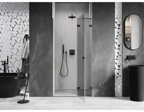 Mexen, Mexen Lunar pravé otočné sprchové dvere 85 cm, transparentné, čierne - 834-085-000-70-00-P