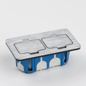 Brilagi - Vonkajšia vstavaná podlahová dvojzásuvka IP55 matný chróm obdĺžnikový