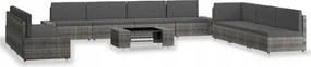 vidaXL 10-dielna záhradná sedacia súprava sivá polyratanová