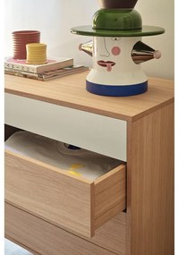 Krémovobiela komoda v dubovom dekore so zásuvkami Teulat Yoko