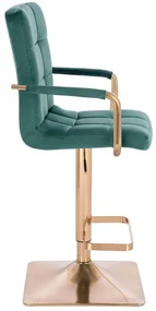 LuxuryForm DESIGN Barová stolička VERONA GOLD VELUR na zlatej hranatej podstave - zelená