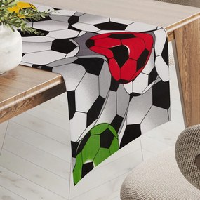 Biante Detský bavlnený behúň na stôl Sandra SA-580 Farebné a sivé futbalové lopty 35x120 cm