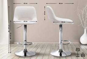 2x Barová stolička Camden - látka, chróm - Krémová