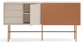 Nízka komoda s posuvnými dverami v béžovo-tehlovej farbe 180x91 cm Nube – Teulat